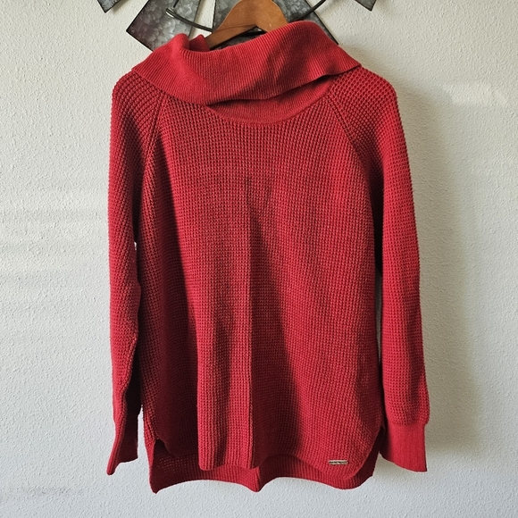 Michael Kors Women's Red Cowl Neck Chunky Knit Sweater Size XL. - Picture 1 of 9